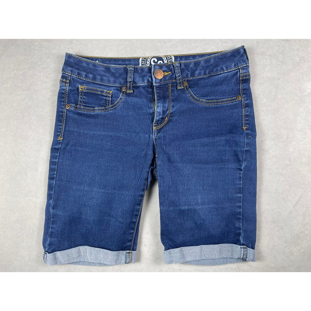 SO Authentic Heritage Bermuda Denim Shorts Dark Wash Cuffed Blue Size 5 Womens